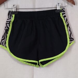 Zone Pro Black Neon Zebra Athletic Running Shorts Size Small